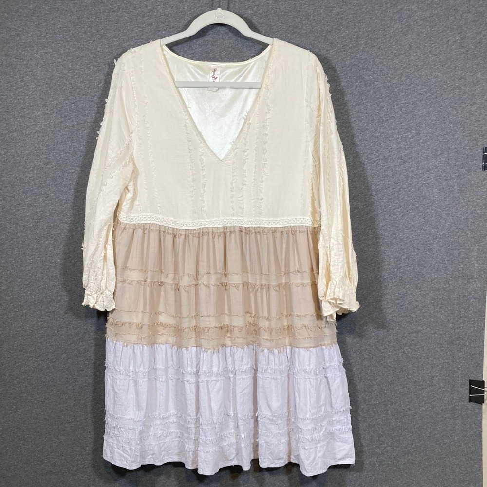 Perfectly Priscilla Multi Colorblock Tiered Mini Dress Eyelash Fringe CK483D L